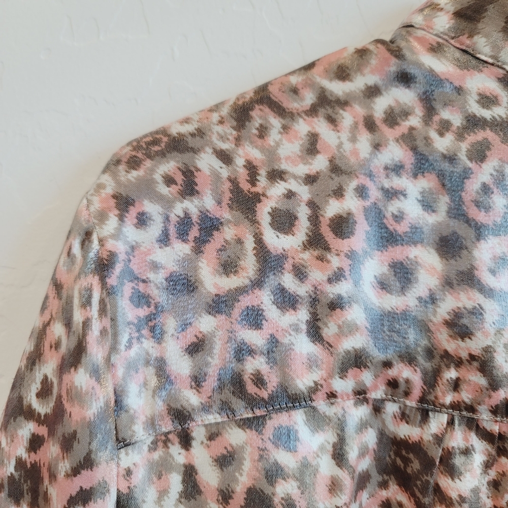 Ruby Rd. Satin Button Down Ruffle Front Blouse Wo… - image 2